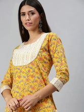 Women's Yellow Printed Kurta SetsS365-Yellow
